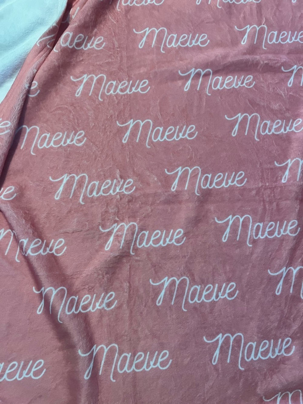 Maeve Rose Pink Plush Throw with White Script